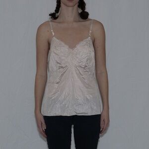 Vintage cream lace tank top size XL dixie belle nylon